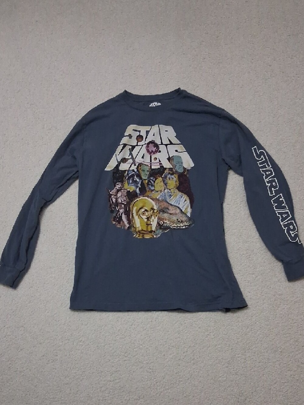 Mad Engine Star Wars Graphic Long Sleeve Tee with Luke, Leia, C3PO, Darth Vadar